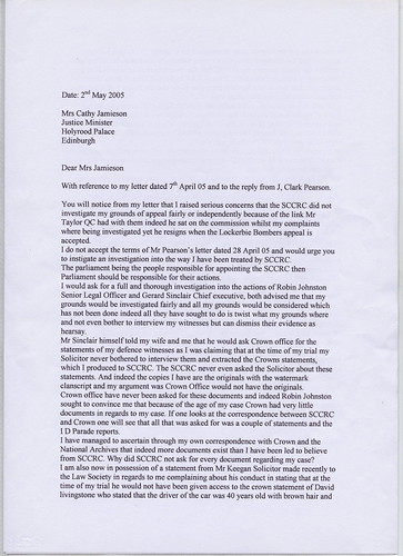 complaint to Justice Minister 2May 05