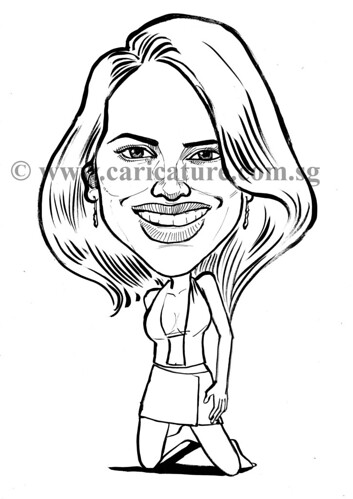 Celebrity caricatures - Halle Berry ink watermark