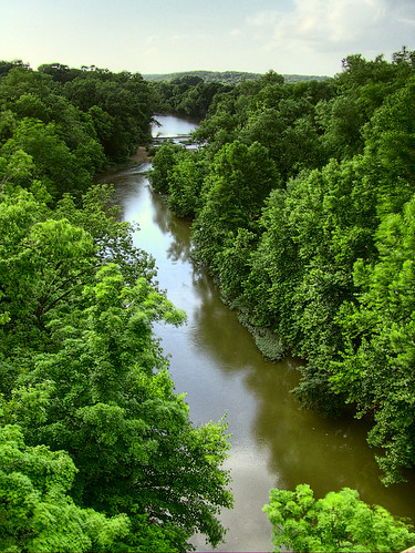 Bourbeuse River, in Noser Mill, Franklin County, Missouri, USA - looking west from above