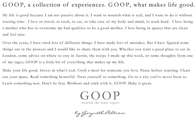 GOOP.com mission statement? by beastandbean