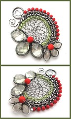 coral and peridot pendant