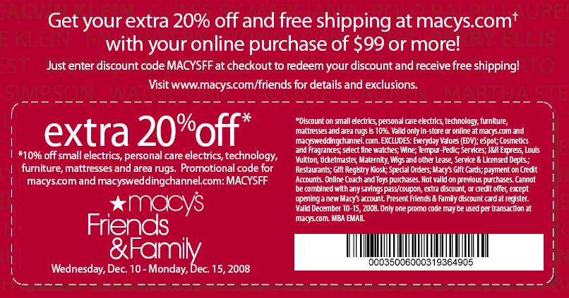 Macy's Extra 20% Off Coupon Code