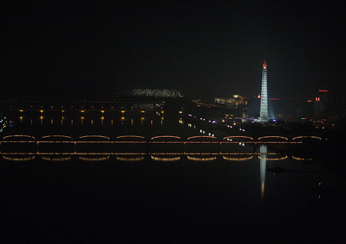 satellite photo of north korea at night. Pyongyang by night on April