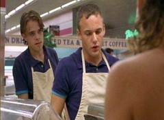 Bobby (Nick Stahl) and Marty (Brad Renfro) at work at sandwich shop