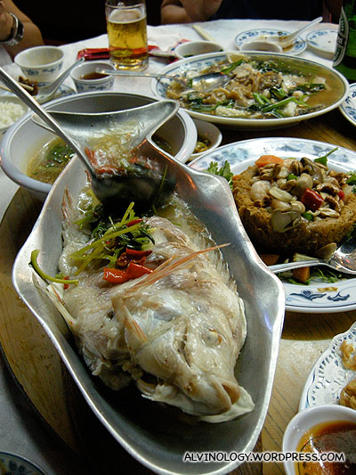 Steamed fish with sour spicy soup