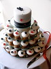 Black &amp; white wedding with red accent
