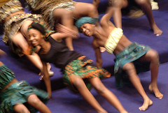The African American Academy African Dance Troupe were a blur of motion at a Martin Luther King celebration at Mt. Zion Baptist church, 2003. Photo courtesy of the Seattle Municipal Archives.