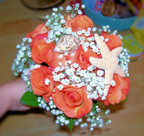 Coral bridesmaid bouquet Closeup 1