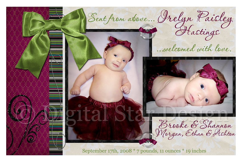 Birth Announcement Example, 6x4, full-size