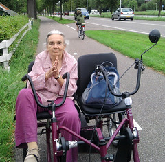 grandmother on trycicle