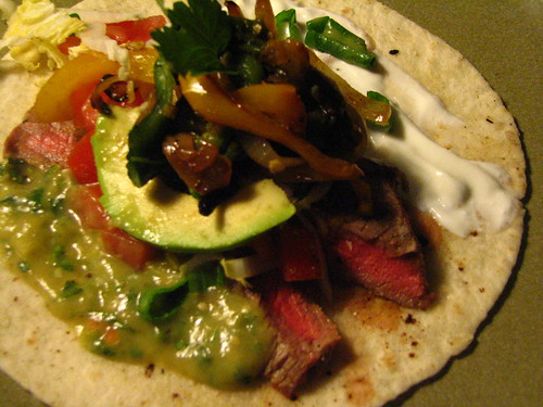 Perfect Steak Tacos with Rajas and Tomatillo Salsa