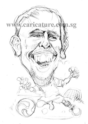 Caricature of Franck Ribery pencil sketch watermark
