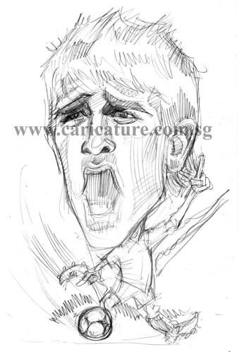 Caricature of David Villa pencil sketch watermark