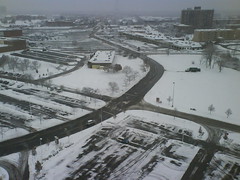 Snow outside my hotel window