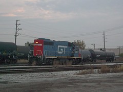 A former GTW diesel roadswitcher acquired by the CN through merger, is seen at work at the former Illinois Central Crawford Yard. Chicago Illinois. Early November 2007.