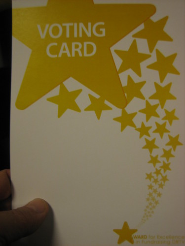 Voting card in DRTV Gold awards 2008