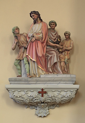 Saint Bernard Roman Catholic Church, in Albers, Illinois, USA - First Station of the Cross - Jesus is Condemned to Death