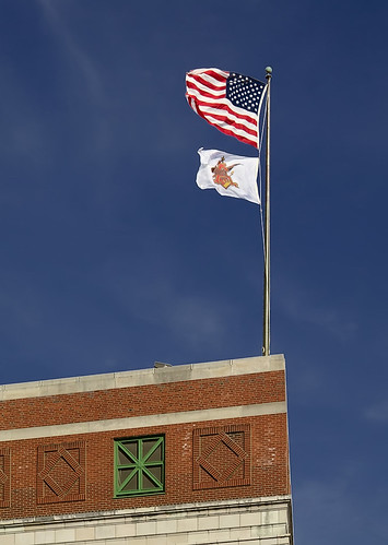 Anheuser-Busch Brewery, in Saint Louis, Missouri, USA - flags
