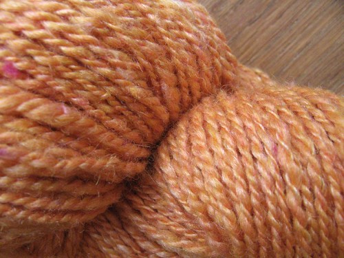 Orange silk batts' yarn
