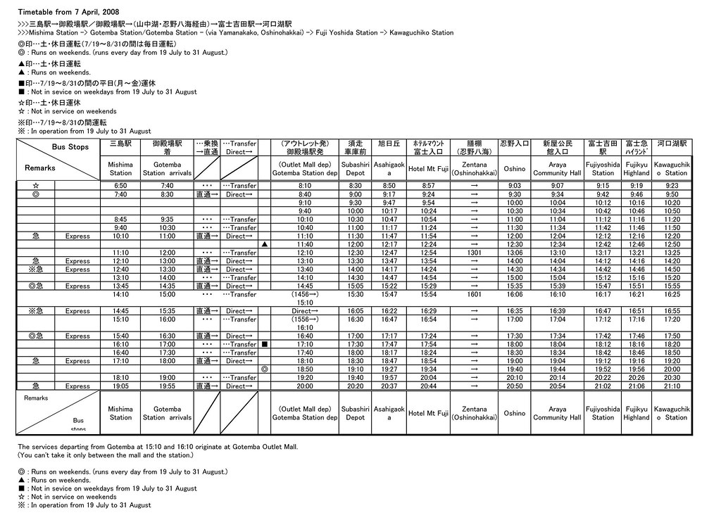 Mishima kawaguchiko bus timetable_01