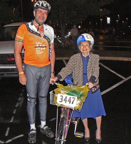 Eiko rides 150 miles for MS research in New Jersey wearing a dress and heels.