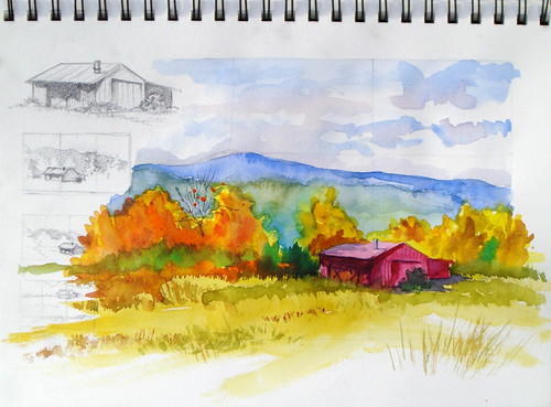 Watercolor Sketch - Colorado Barn