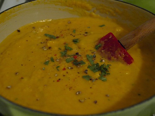 making pumpkin soup