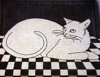 Marushka: cat on tile floor (black)