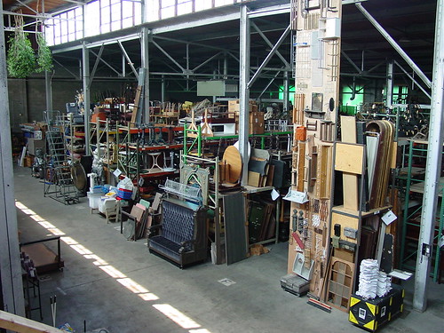 A view of the furniture aisles from the hand prop aisle