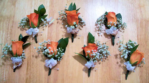 Coral Rose Corsage with Shell