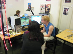 Susan Gold visiting students in crunch