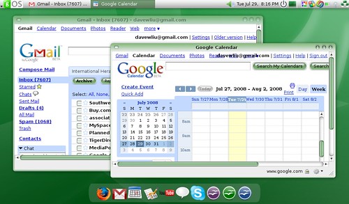 jobykent님이 촬영한 Mozilla Prism - Google Calendar / Google Docs.