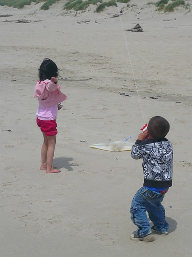 Gavin and Ina flying kites