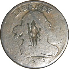 1803 Half Cent with Indian counterstamp obverse