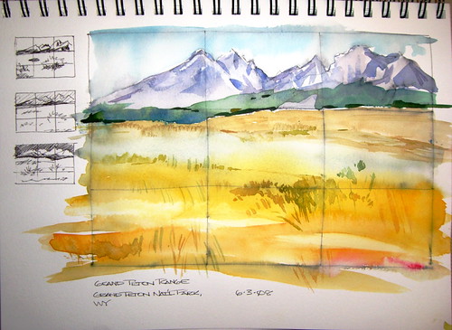 Watercolor Sketch - Grand Teton Range