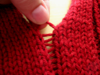 Mattress stitch trick - step 2