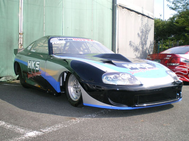 The HKS Drag Supra complete tube frame with carbon fibre body The car made