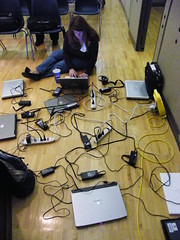 Charging laptops at lunch time