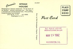 Cannon's Steak House, Florida Market, Washington, DC, postcard
