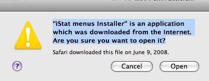 Mac OS X 10.5.2 warning about downloadable software