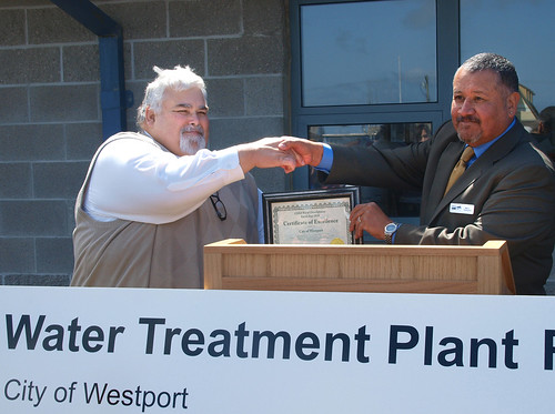City of Westport Mayor Michael Bruce accepts a funding certificate representing a $3.9 million loan through USDA Rural Development's Waste and Environmental Program which will be used for the city's Wastewter Treatment Facility Renovation Project.