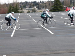 Each of these cyclist had a front wheel