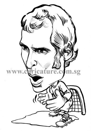 Caricature of Petr Cech ink watermark