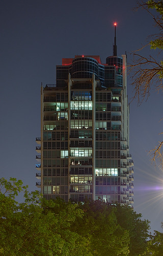 Central West End Neighborhood, in Saint Louis, Missouri, USA - Park East Tower at night