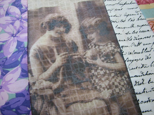 vintage knitting photo printed on organza