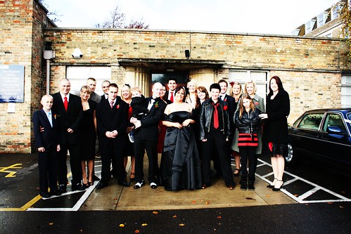 Ash Hazel Wedding 99 Everyone in black and red