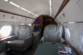 Rear view of private jet