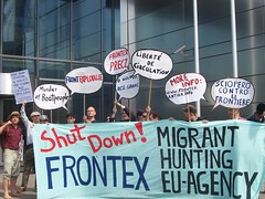 shut down frontex (in front of the frontex HQ)