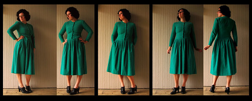 Vintage spruce green corduroy dress