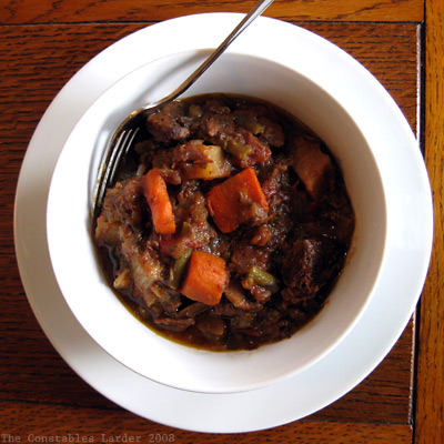 beef stew plated